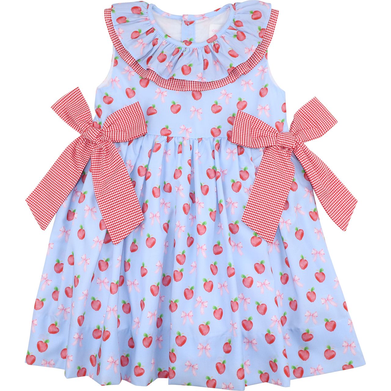 Blue And Red Apple And Bow Dress