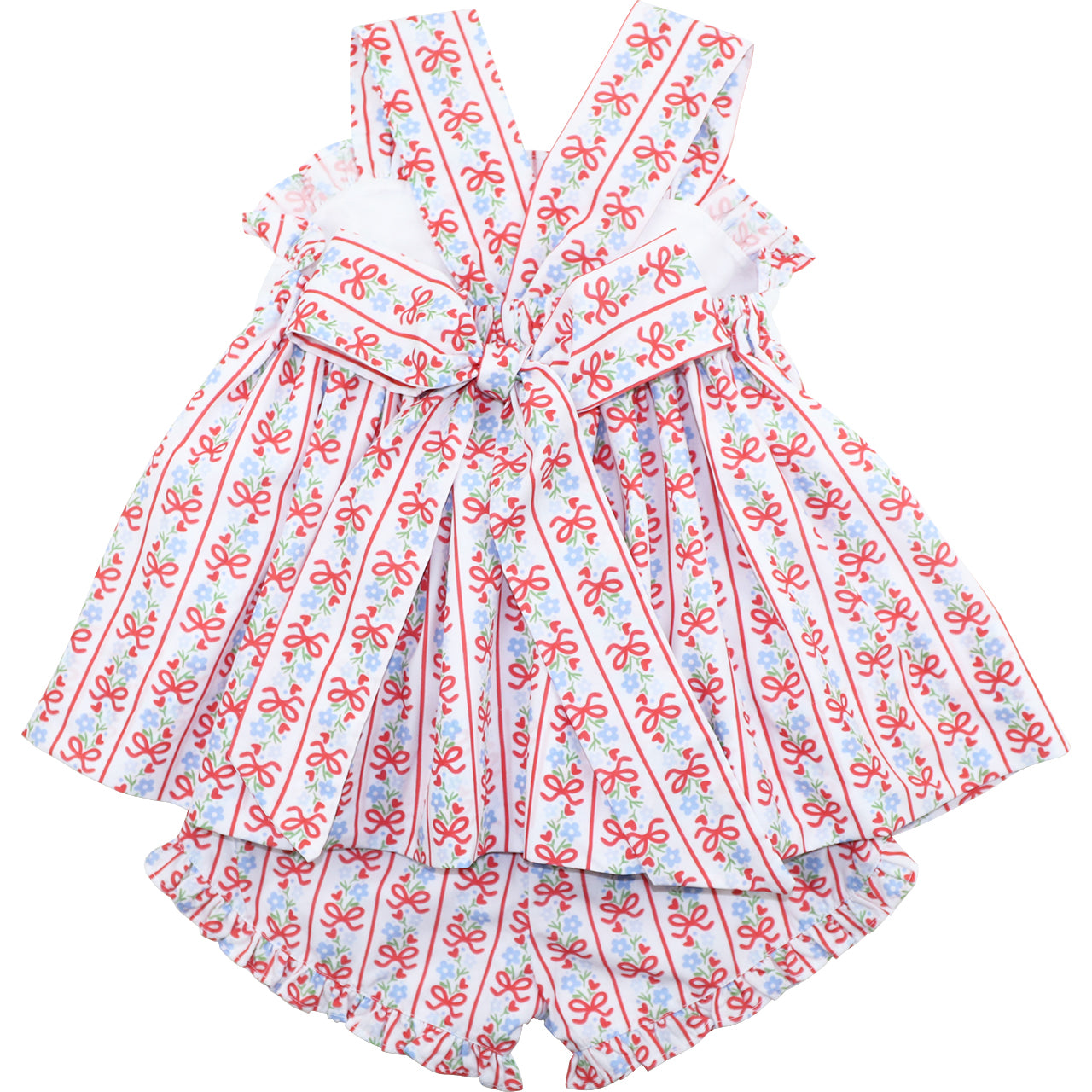 Dress with red bow pattern on a white background