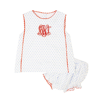 Blue And Red Dot Diaper Set