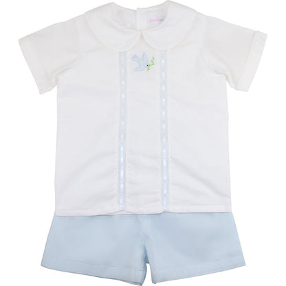 Blue And White Dove Heirloom Short Set