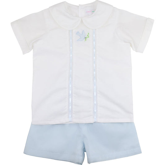 Blue And White Dove Heirloom Short Set