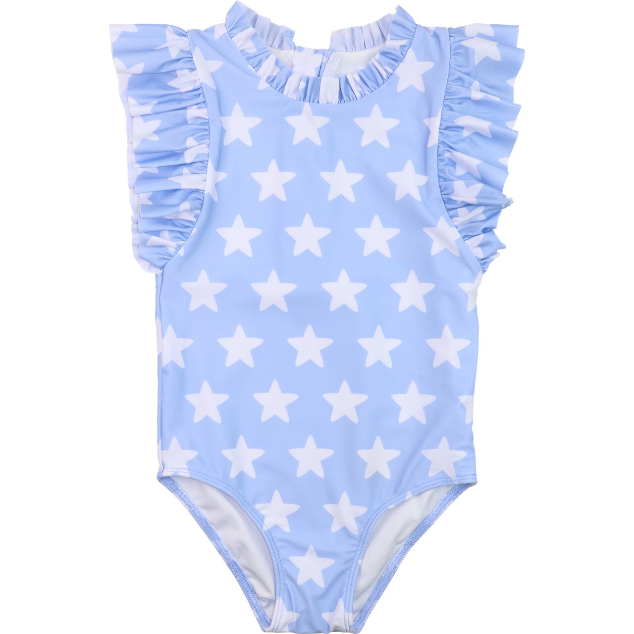 Blue And White Stars Lycra Swimsuit