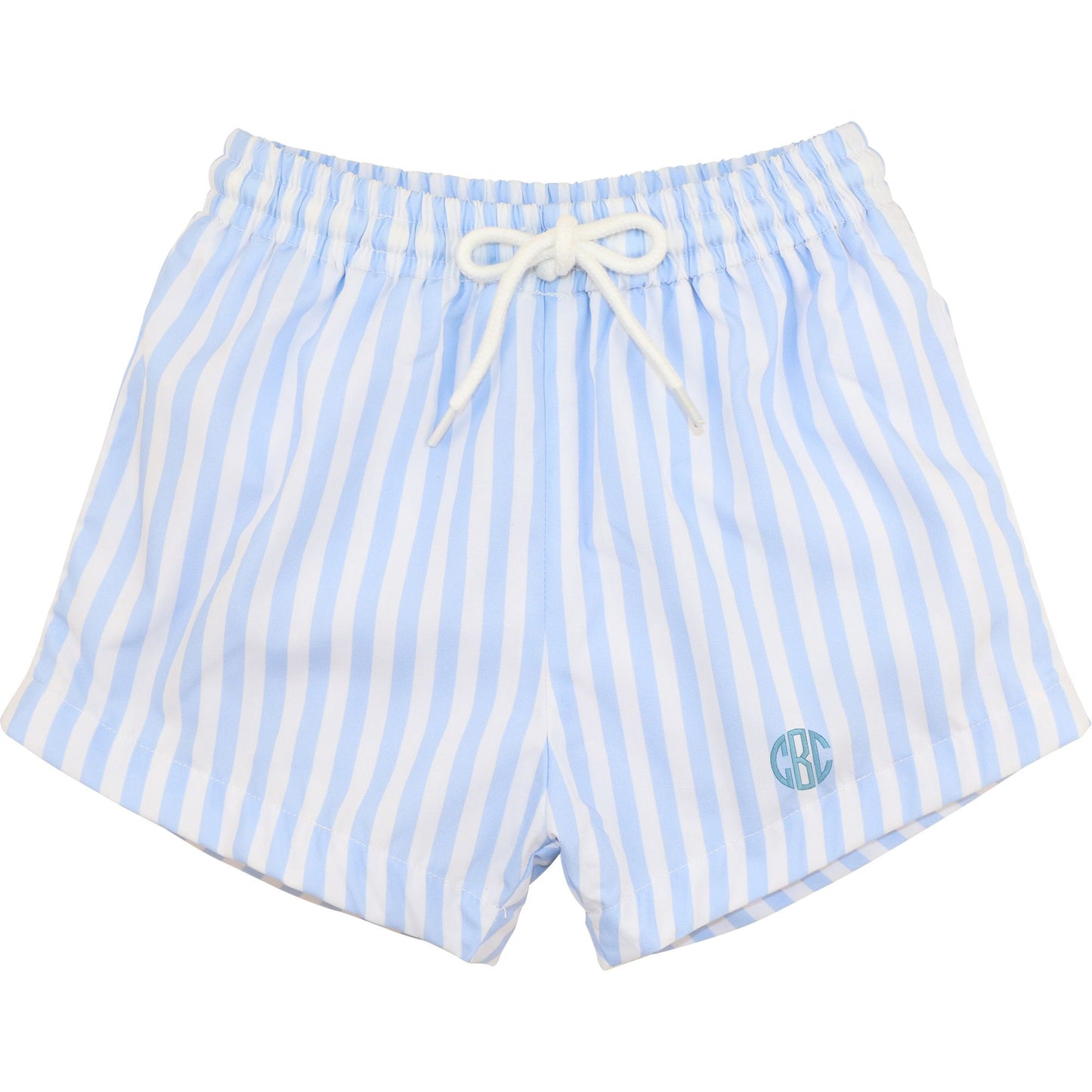 Blue And White Striped Swim Trunks