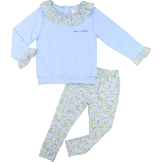 Blue And Yellow Floral Legging Set