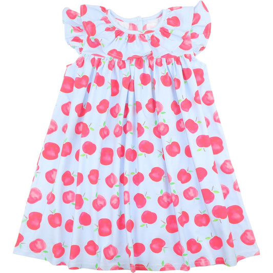 Blue Apple Print Knit Dress