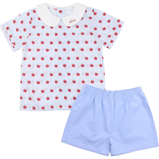 Blue Apple Print Short Set