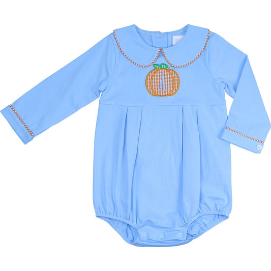 Blue Applique Knit Pumpkin Bubble