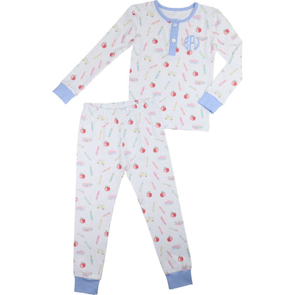 Blue Back To School Knit Pajamas