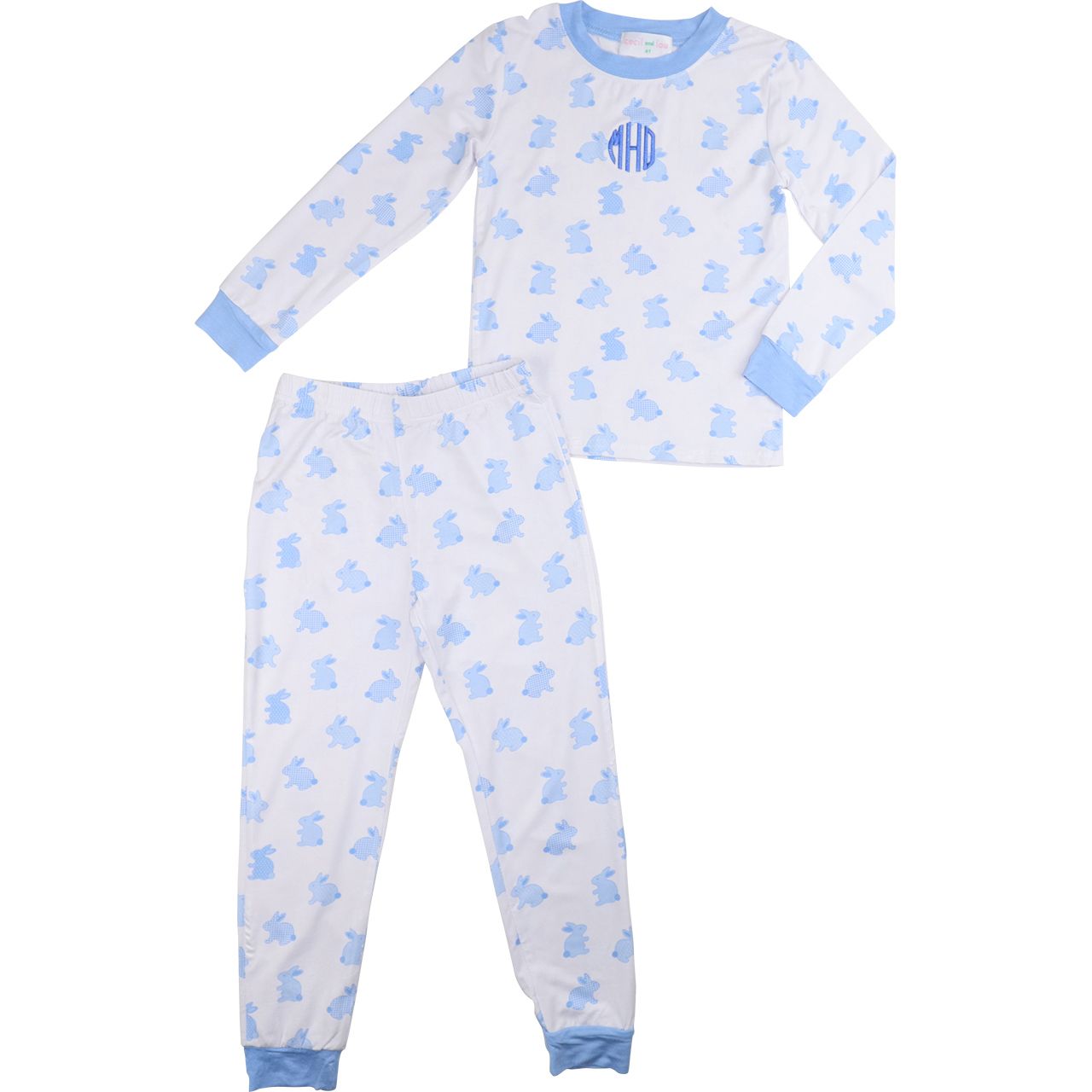 Blue Bamboo Knit Bunny Pajamas