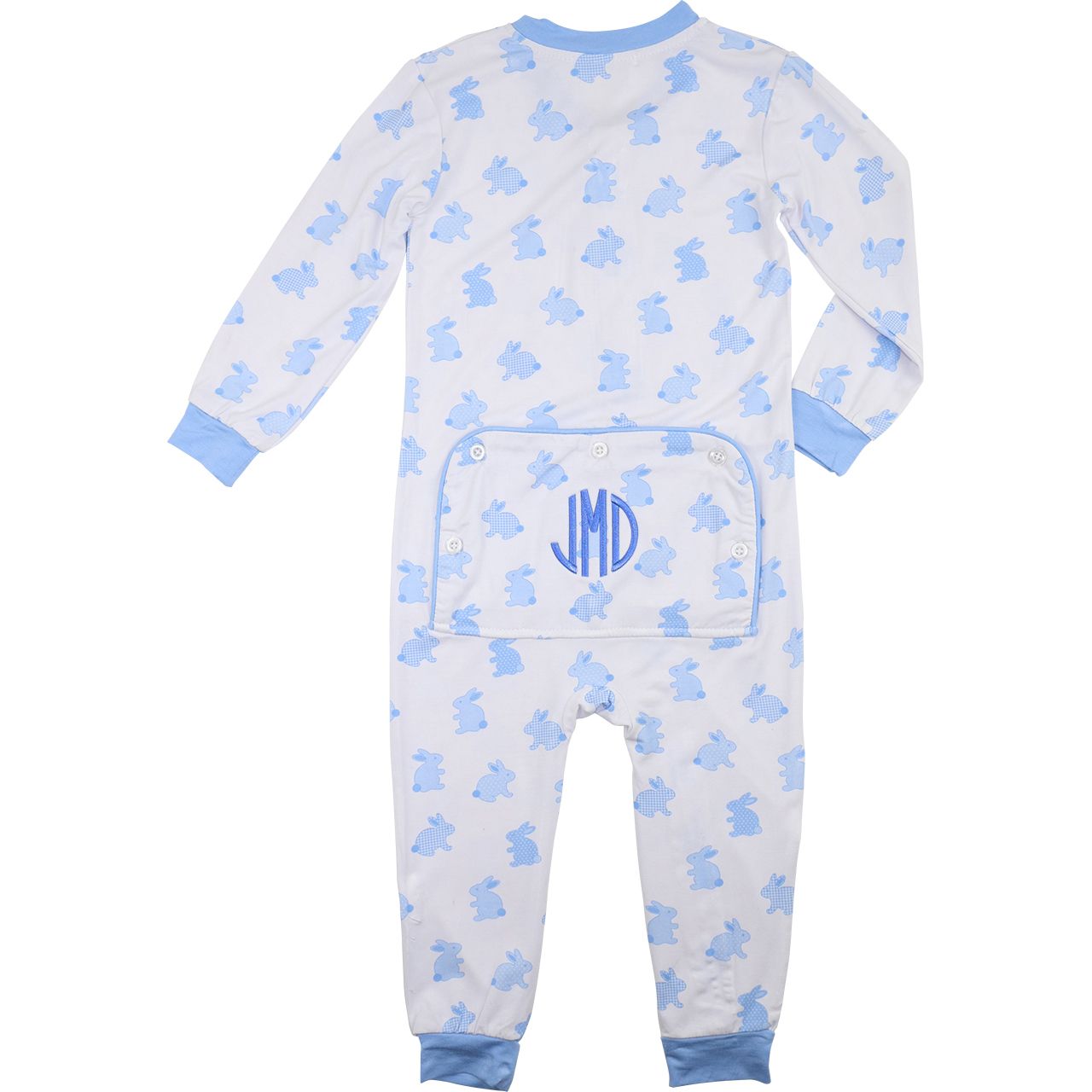 Blue Bamboo Knit Bunny Zipper Pajamas