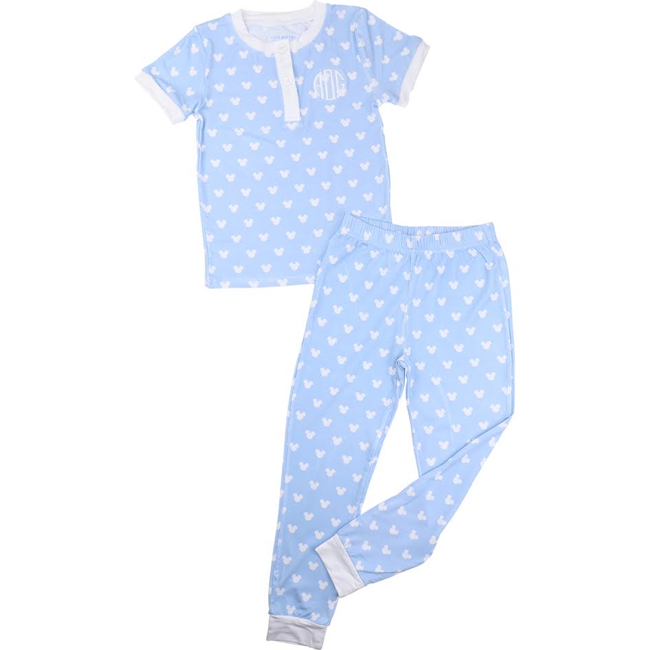 Blue Bamboo Knit Mouse Ears Pajamas
