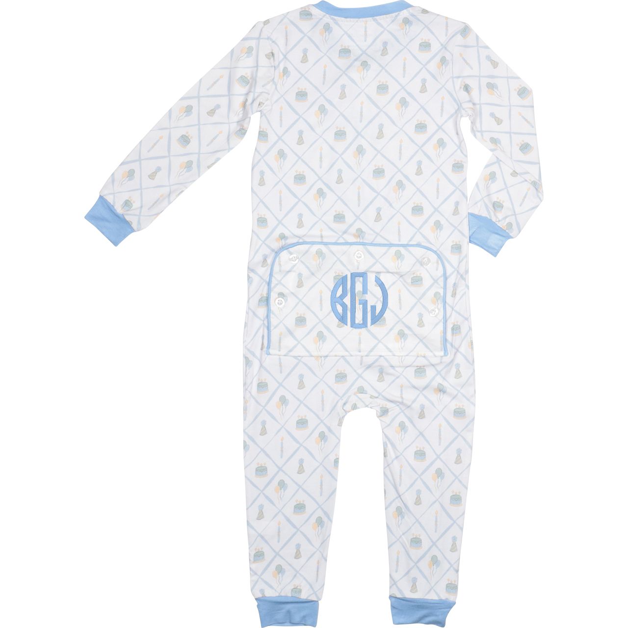 Blue Birthday Party Bamboo Knit Zipper Pajamas