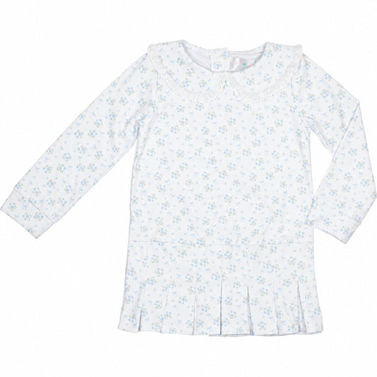 Blue Bouquet And Bow Lycra Tennis Dress