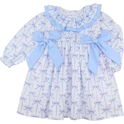 Blue Bow Ruffle Dress