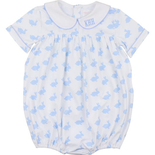 Blue Bunny Print Knit Bubble