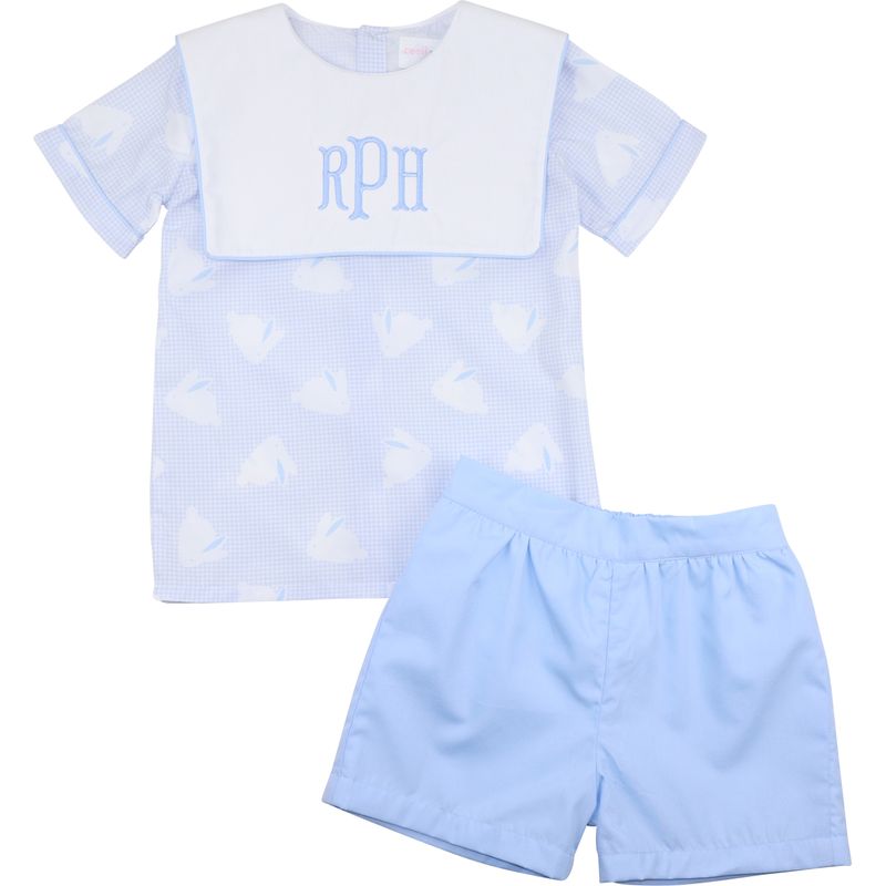 Blue Bunny Print Short Set
