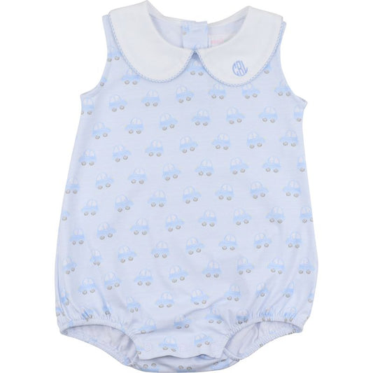 Blue Car Print Knit Bubble