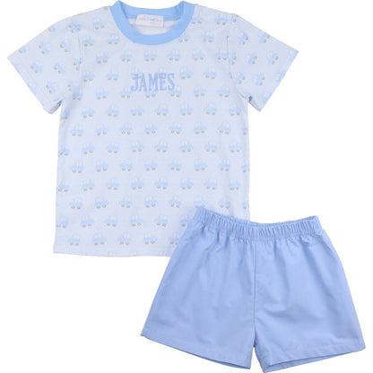 Blue Cars Print Short Set
