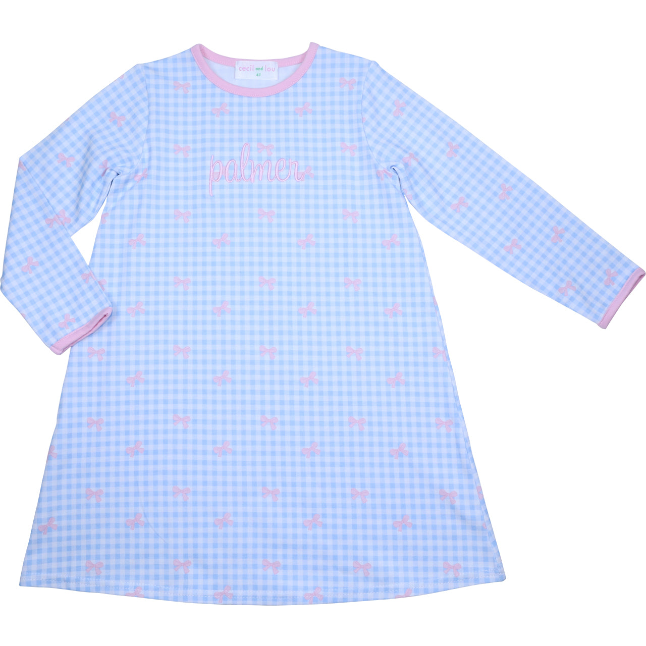 Blue Check And Bow Knit Dress1