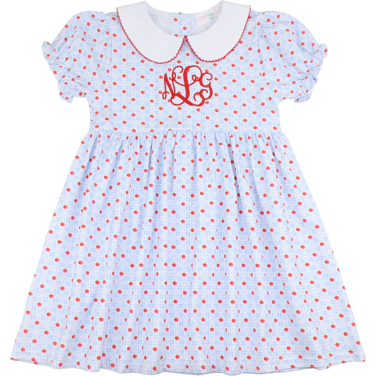 Blue Check Apple Knit Dress - Cecil & Lou