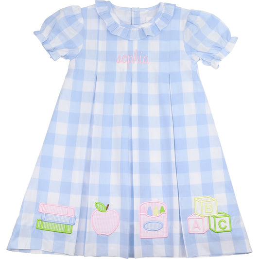 Blue Check Back To School Dress