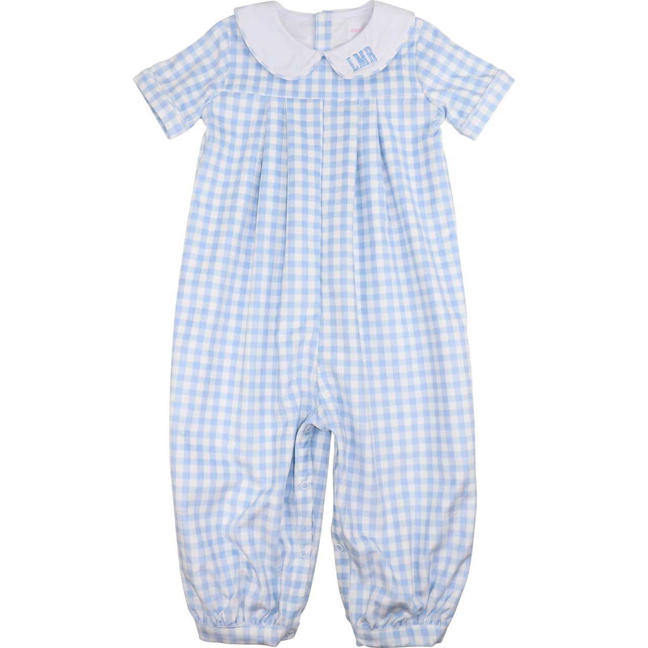 Blue Check Corduroy Long Romper