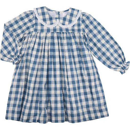 Blue Check Eyelet Dress