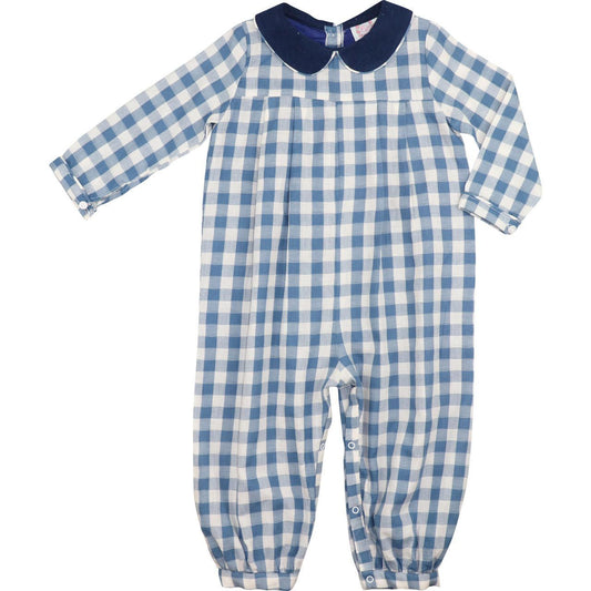 Blue Check Long Romper