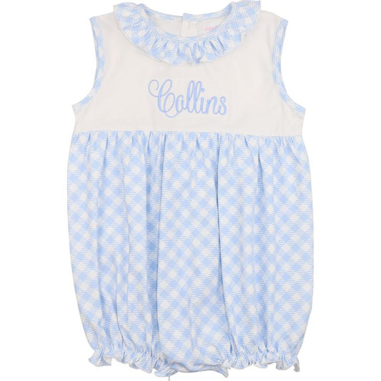 Blue Check Ruffle Bubble