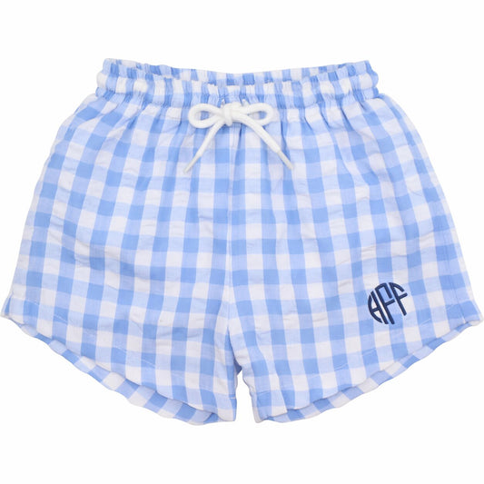 Blue Check Seersucker Swim Trunks2