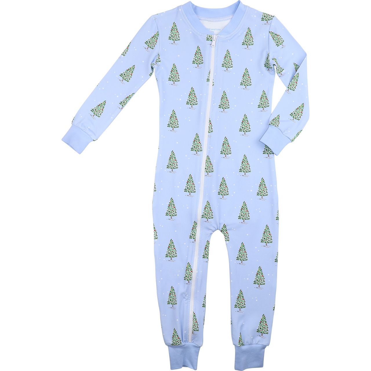 Blue Christmas Tree Knit Zipper Pajamas