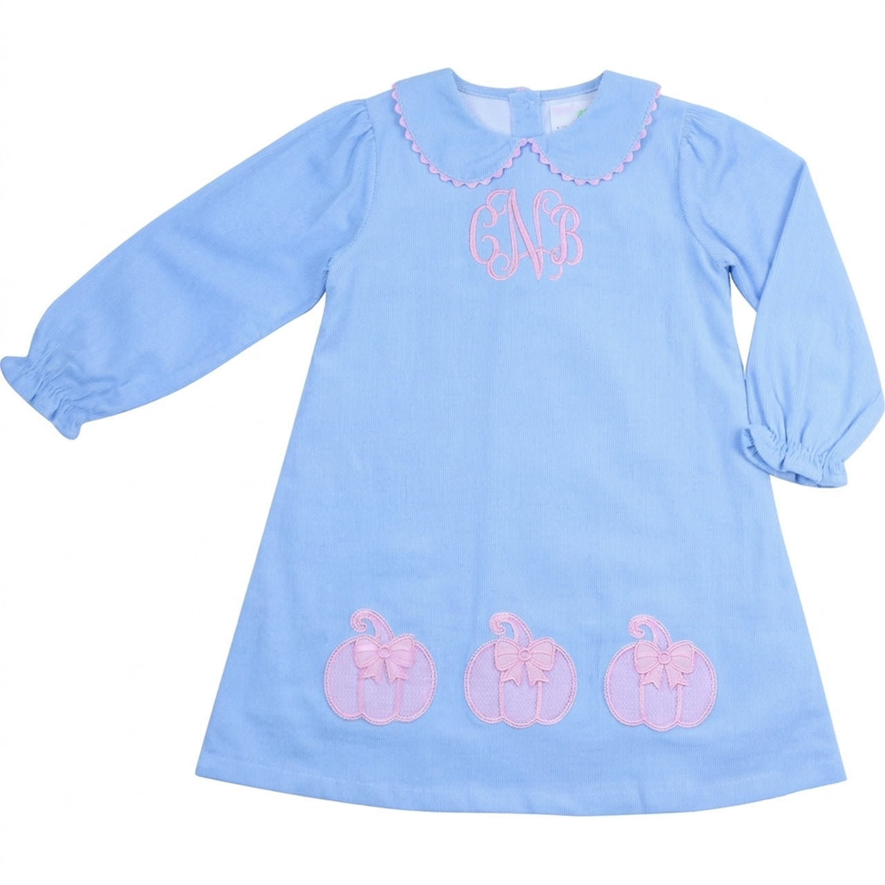 Blue Corduroy Applique Pumpkins Dress