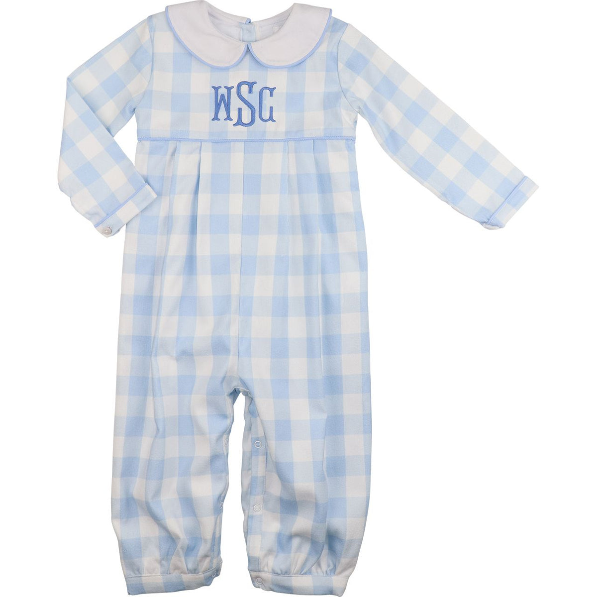Blue Corduroy Buffalo Check Long Romper