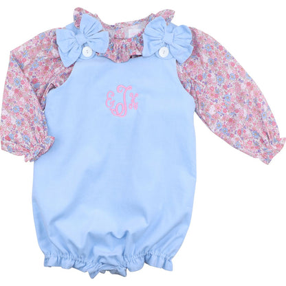 Blue Corduroy Floral Scalloped Bubble Set