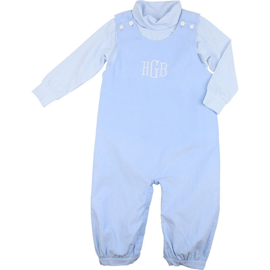Blue Corduroy Long Romper Set