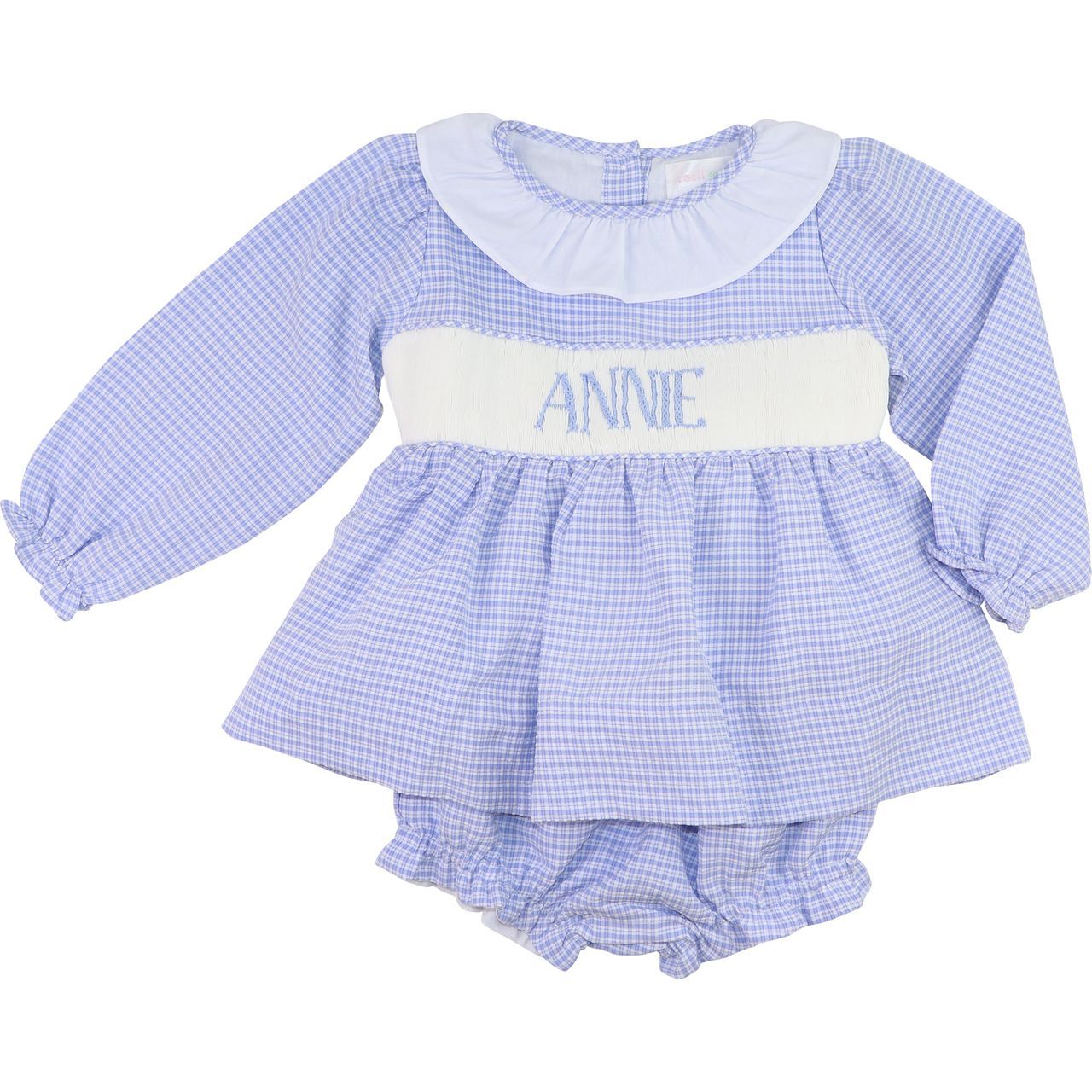 Blue Custom Smocked Diaper Set