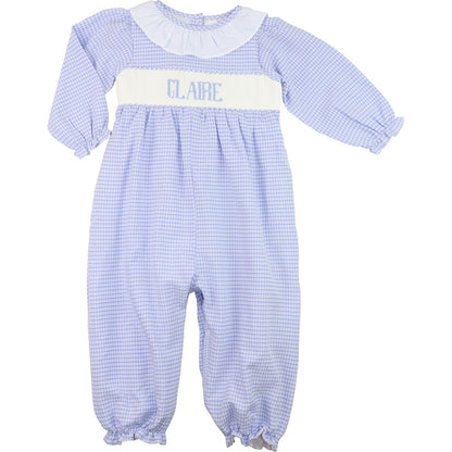 Blue Custom Smocked Long Bubble