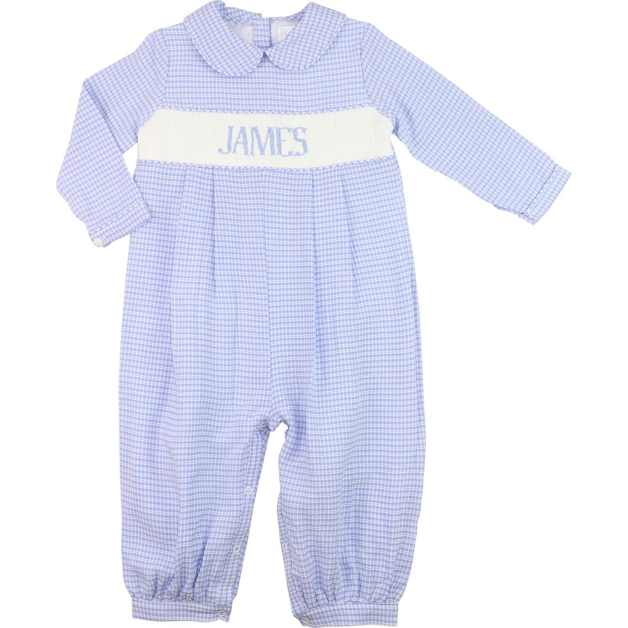 Blue Custom Smocked Long Romper