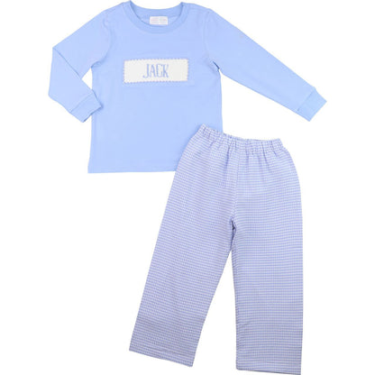Blue Custom Smocked Pant Set