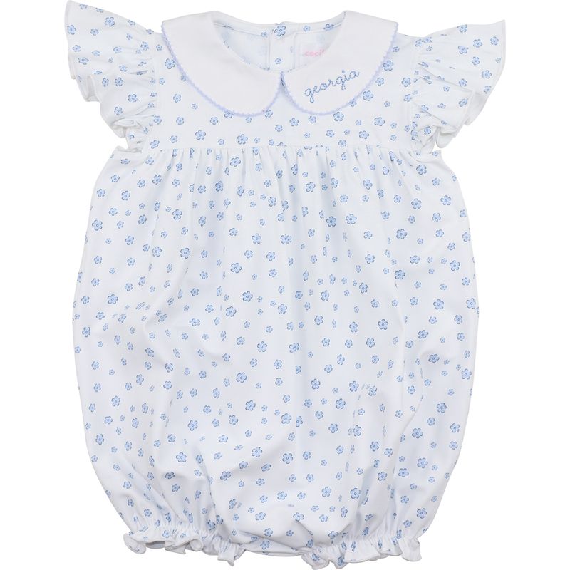 Blue Daisy Print Knit Bubble