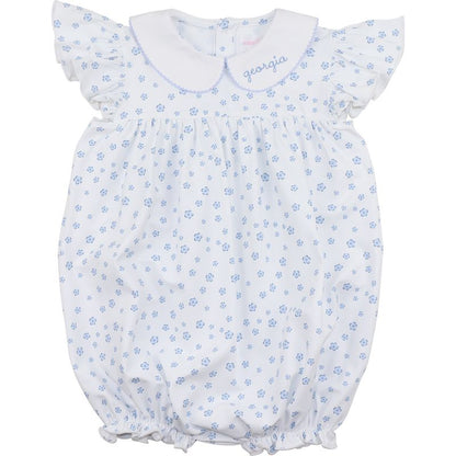 Blue Daisy Print Knit Bubble