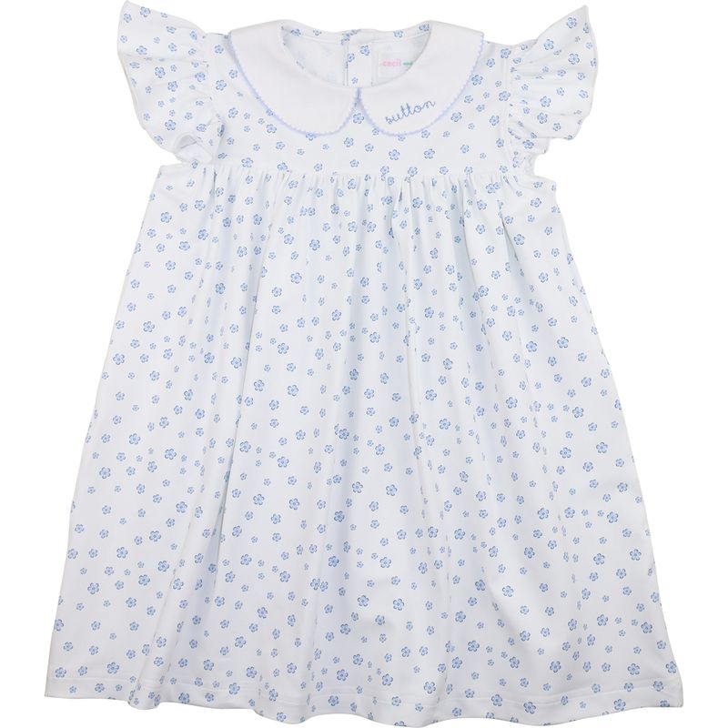 Blue Daisy Print Knit Dress