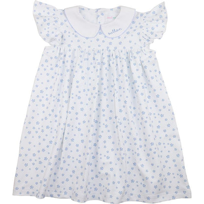 Blue Daisy Print Knit Dress
