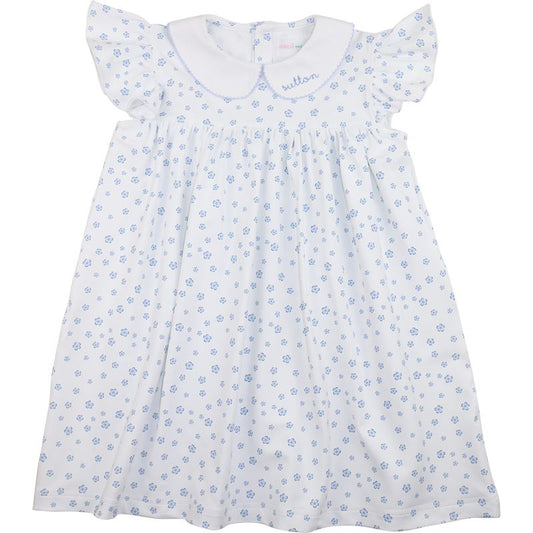 Blue Daisy Print Knit Dress