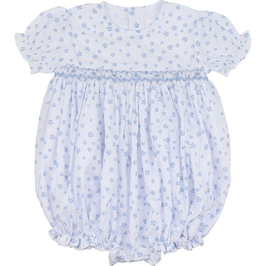 Blue Daisy Print Smocked Bubble