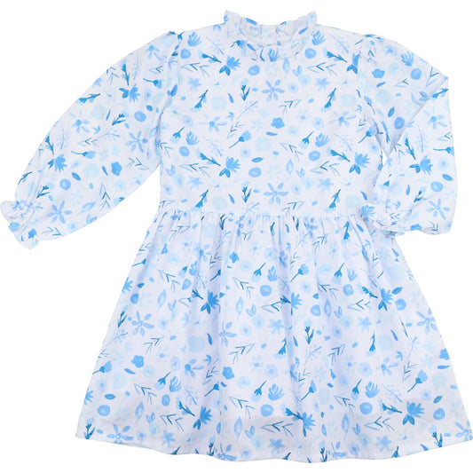 Blue Drop Waist Floral Dress