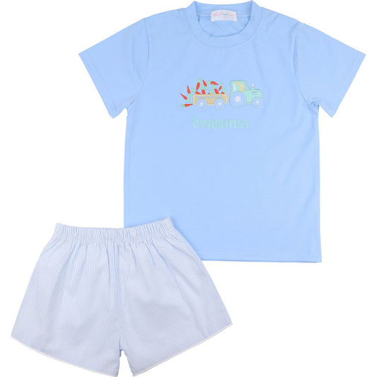 Blue Easter Truck Short Set