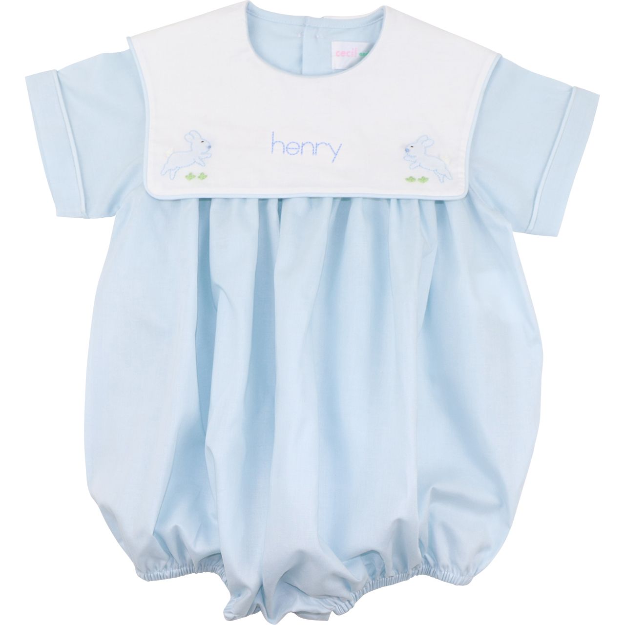 Blue Embroidered Bunny Bubble