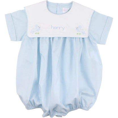 Blue Embroidered Bunny Bubble