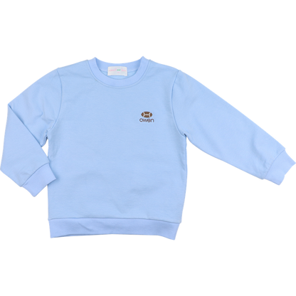 Blue Embroidered Football Sweatshirt